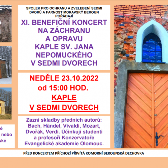 XI. benefiční koncert na záchranu a opravu kaple sv. Jana Nepomuckého v Sedmi Dvorech 1