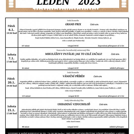 Kino Bohuňovice: Program na měsíc leden 2023 1